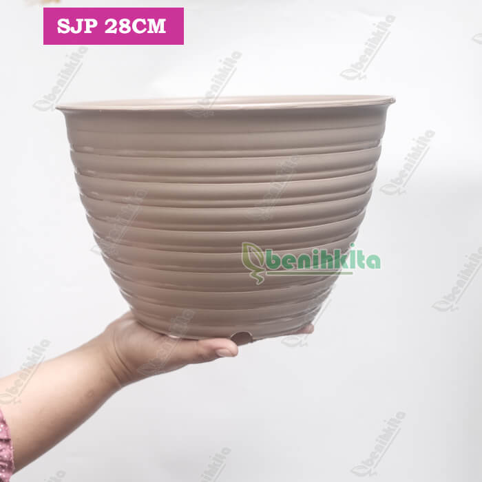 Pot Tanaman-Bunga Warna 28Cm Motif Tawon (Sjp) - Coklat
