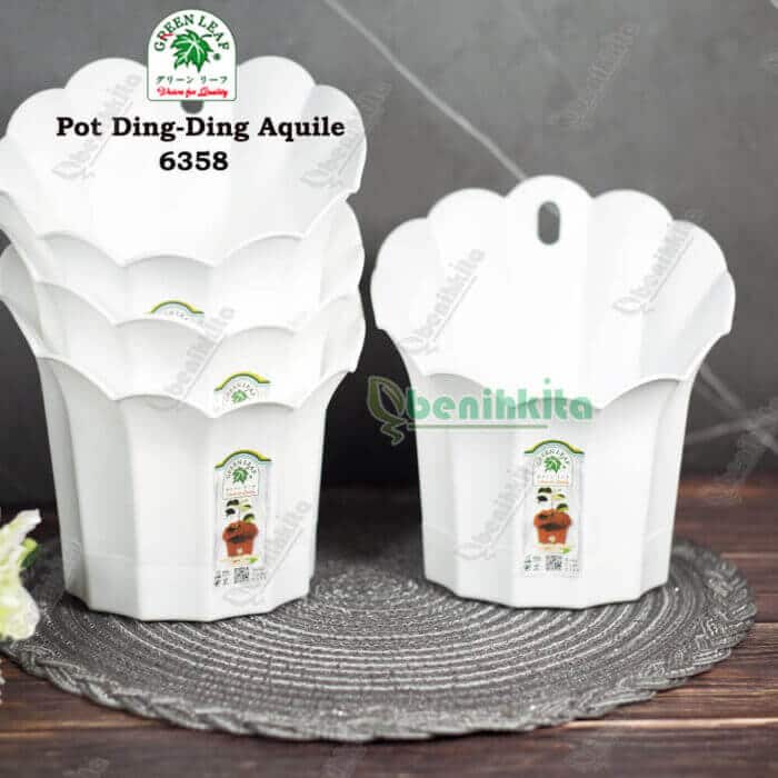 Pot Bunga Dingding/Tempel Aquile-Putih (Green Leaf)