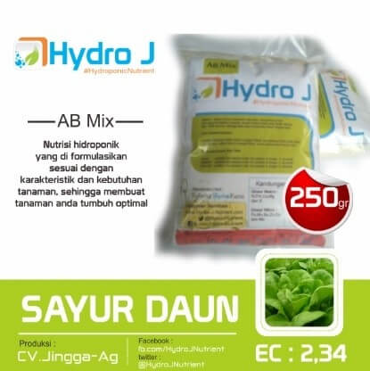 Pupuk Nutrisi Hidroponik Ab Mix Sayur Daun 250Gr Hydro J 1